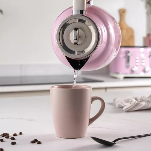 Salter Retro 1,7L Vízforraló 3kW Vezeték Nélküli Rózsaszín Szűrővel