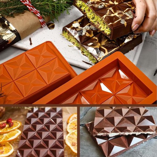 ZkateTrade 2 db Extra Mély Szilikon Csokoládéforma Készlet Adagolókanállal - Táblás Csokoládé Öntőforma Édességekhez