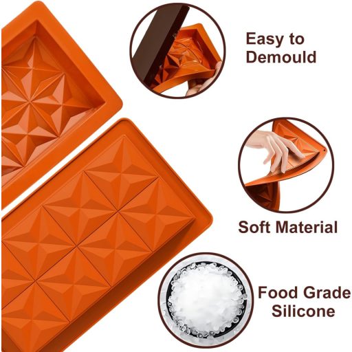 ZkateTrade 2 db Extra Mély Szilikon Csokoládéforma Készlet Adagolókanállal - Táblás Csokoládé Öntőforma Édességekhez