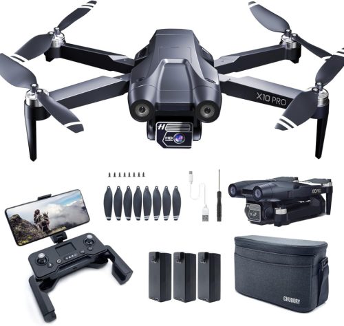 CHUBORY X10 PRO GPS Drón 4K UHD Kamerával, 90 Perc Repülési Idő, 1000m Hatótáv, Automatikus Visszatérés, Követő Mód, Kefe Nélküli Motor, Kez