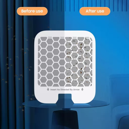 Capcană electrică pentru țânțari și musculițe Bubbacare, set de 2 bucăți cu plăcuțe adezive pentru musculițe de oțet