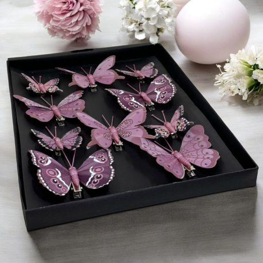 BootyBay 10 db pillangó klip dekoráció lila - esküvő, karácsony, virágkötészet