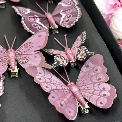 BootyBay 10 db pillangó klip dekoráció lila - esküvő, karácsony, virágkötészet