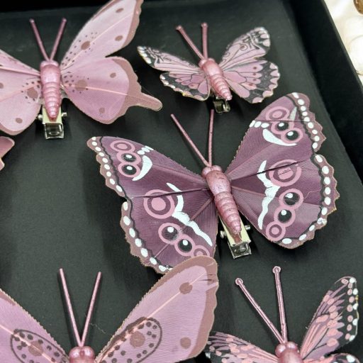 BootyBay 10 db pillangó klip dekoráció lila - esküvő, karácsony, virágkötészet