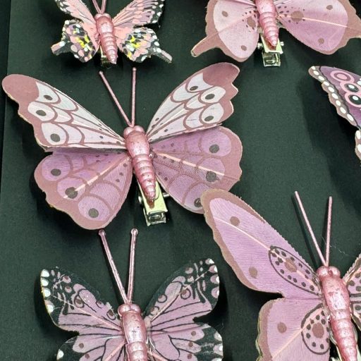 BootyBay 10 db pillangó klip dekoráció lila - esküvő, karácsony, virágkötészet