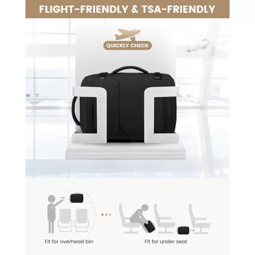 LOVEVOOK 17 hüvelykes utazási hátizsák férfiaknak és nőknek, laptop táska, kézipoggyász, fekete