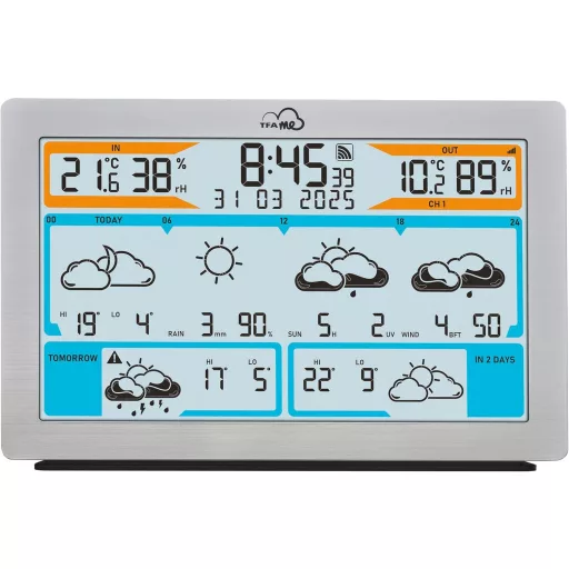 Stație meteo Wi-Fi TFA Dostmann ID-02, prognoză pentru 3-6 zile, senzor exterior