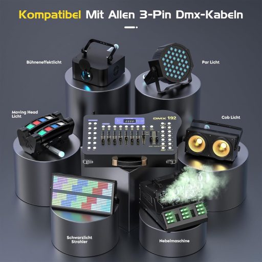 Controler DMX U'King cu 192 de canale, transmițător wireless și 4 receptoare