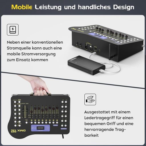 Controler DMX U'King cu 192 de canale, transmițător wireless și 4 receptoare
