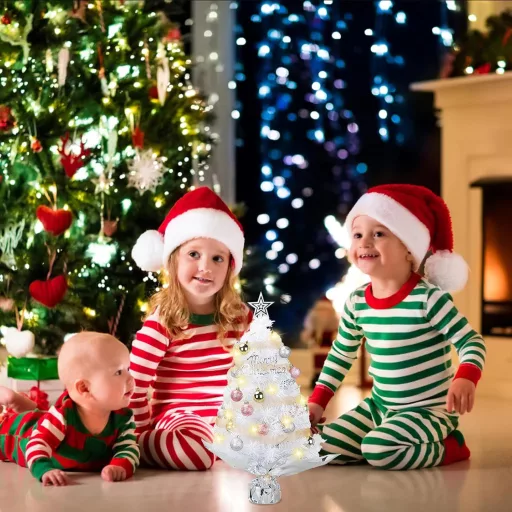 HUIKUANGEU Mini Brad de Crăciun LED, Decorațiune de Masă pentru Acasă sau Birou