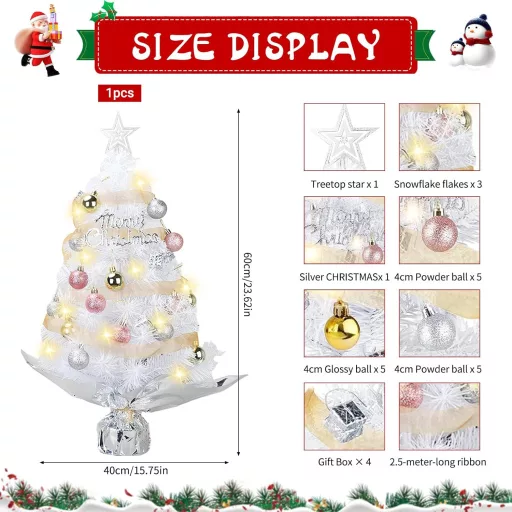 HUIKUANGEU Mini Brad de Crăciun LED, Decorațiune de Masă pentru Acasă sau Birou