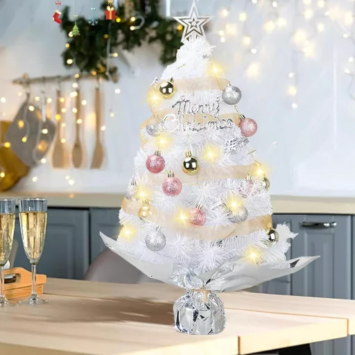 HUIKUANGEU Mini Brad de Crăciun LED, Decorațiune de Masă pentru Acasă sau Birou