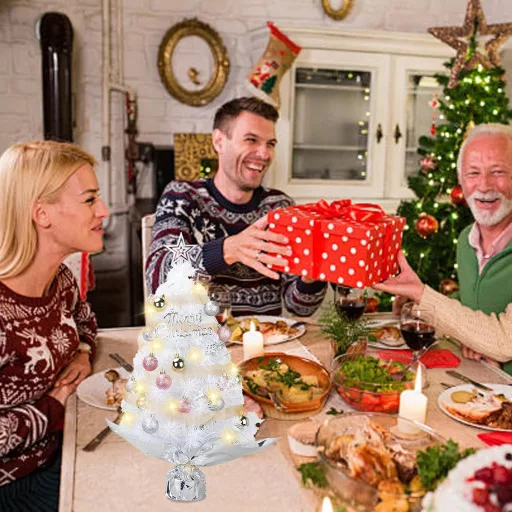 HUIKUANGEU Mini LED Karácsonyi Fa Asztali Dekoráció Otthonhoz Irodához