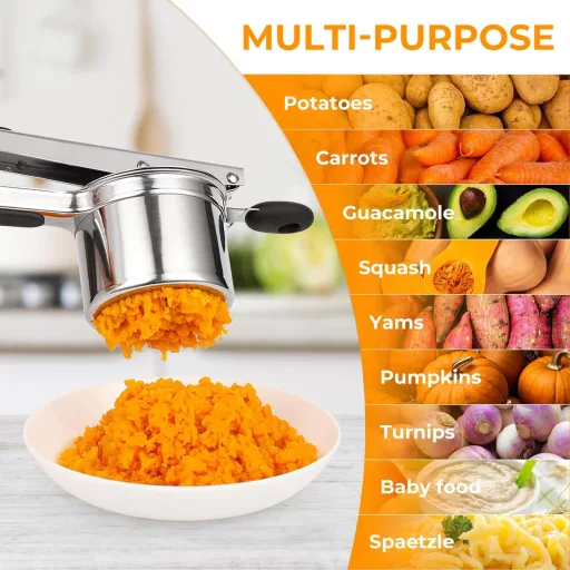 Amroicus rozsdamentes krumpliprés 450ml, burgonyamosó spaetzle és tészta préshez