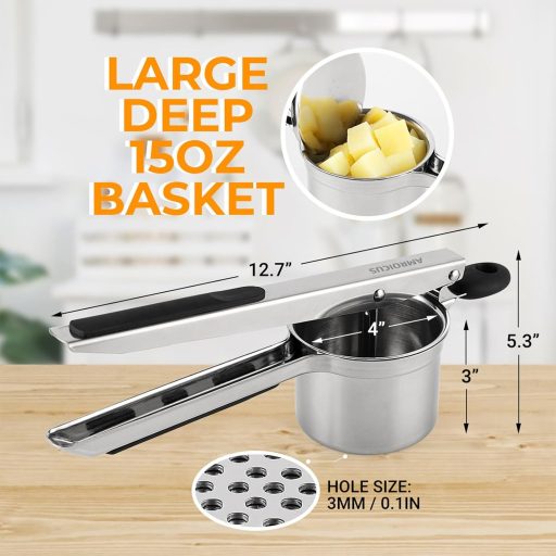 Amroicus rozsdamentes krumpliprés 450ml, burgonyamosó spaetzle és tészta préshez