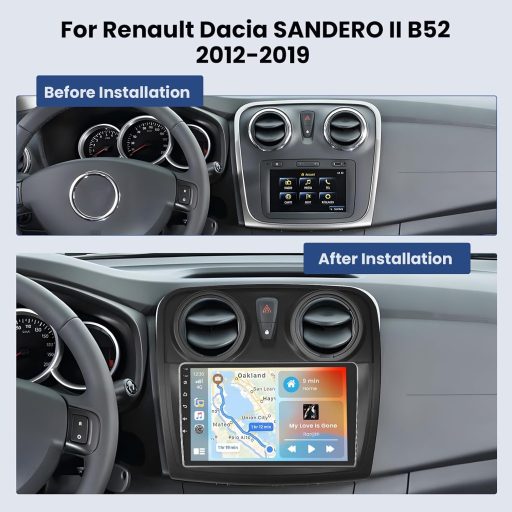 Hikity Android 15 Autoradio 9" CarPlay Renault Dacia Sandero II 2012-2019