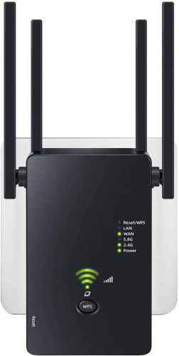 Amplificator WiFi Aenxwa 1200 Mbps Dual Band 2.4GHz+5GHz - Repeater/Router/Punct de Acces cu 4 Antene, Port LAN/WAN, Acoperire 360°