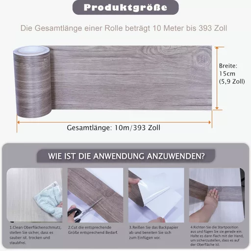 FEILAYS Fa Hatású Öntapadós Szegélyszalag 15cm x 10m Faldekoráció