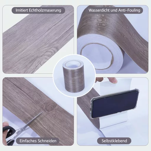 FEILAYS Fa Hatású Öntapadós Szegélyszalag 15cm x 10m Faldekoráció
