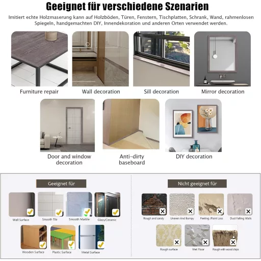 FEILAYS Fa Hatású Öntapadós Szegélyszalag 15cm x 10m Faldekoráció
