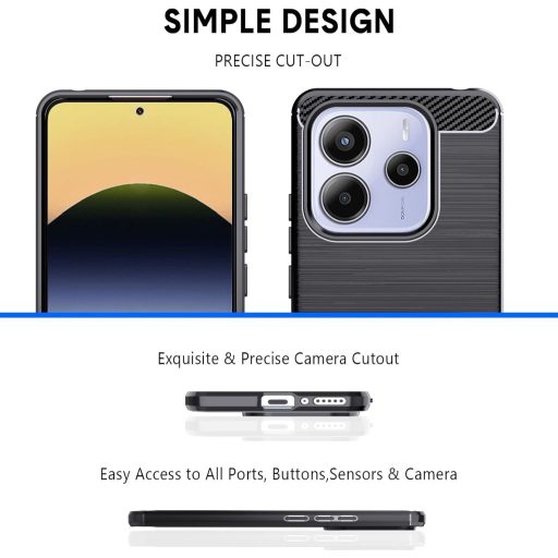 Natbok Redmi Note 14 5G ütésálló TPU tok, csúszásmentes fekete bumper védelem