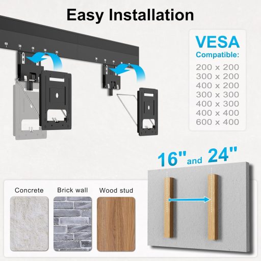 IMtKotW Ultra Slim TV fali tartó 37-80 colos tévéhez, 75 kg, VESA 600x400