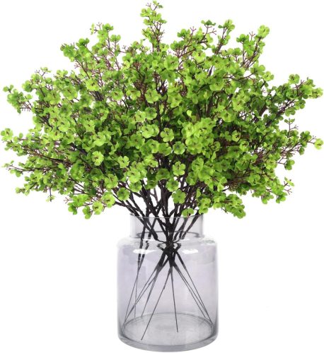 N&T NIETING Művirág Fátyolvirág Csomag - 12 db Zöld Gypsophila Virág Esküvői Dekorációhoz, Asztaldíszhez, Lakásdekorációhoz, 49 cm