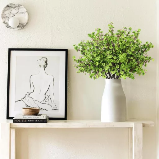N&T NIETING Művirág Fátyolvirág Csomag - 12 db Zöld Gypsophila Virág Esküvői Dekorációhoz, Asztaldíszhez, Lakásdekorációhoz, 49 cm