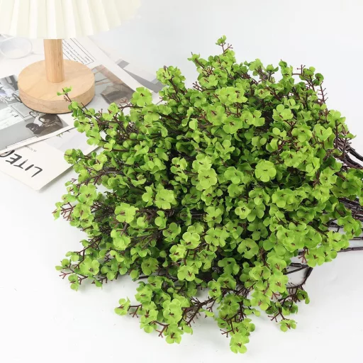 N&T NIETING Művirág Fátyolvirág Csomag - 12 db Zöld Gypsophila Virág Esküvői Dekorációhoz, Asztaldíszhez, Lakásdekorációhoz, 49 cm