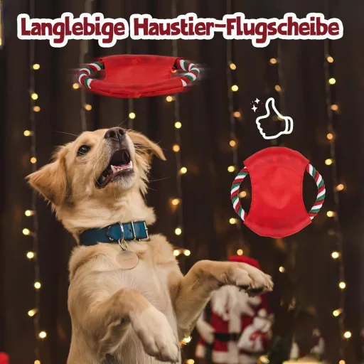 FuzzFables 9-dielna vianočná súprava hračiek pre psov – Odolné žuvacie lano, interaktívna pískacia hračka pre šteňatá, bezpečná hračka na žuvanie proti nude