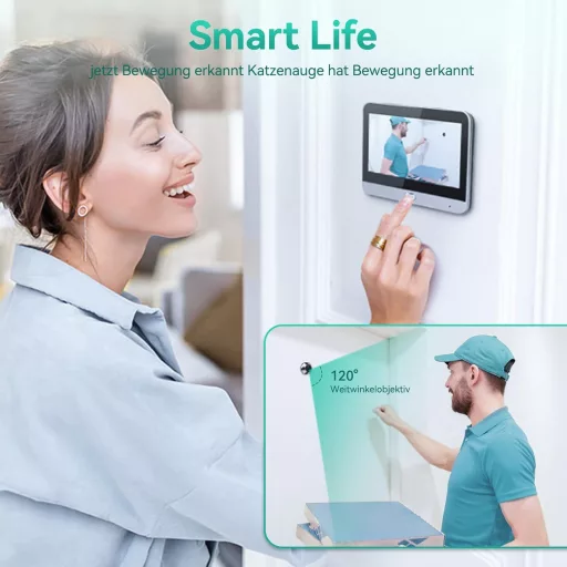 HAPYTHDA WiFi Vratna Kamera s 1080P HD Videom, Dvosmjernim Zvukom, Noćnim Vidom i Detekcijom Pokreta, 4,3" Monitorom, Kutom Gledanja od 120°, Mobilna