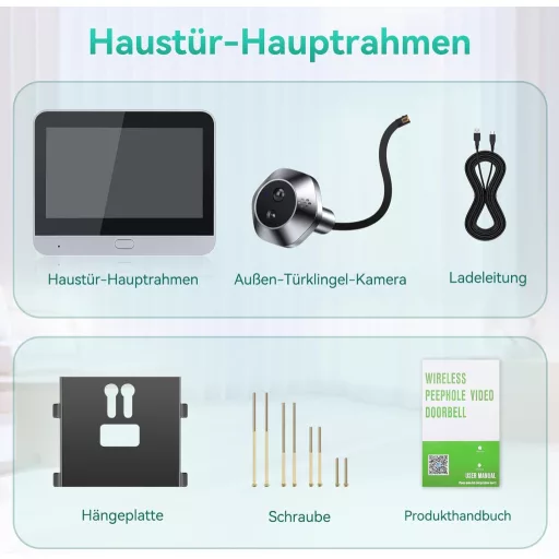 HAPYTHDA WiFi Vratna Kamera s 1080P HD Videom, Dvosmjernim Zvukom, Noćnim Vidom i Detekcijom Pokreta, 4,3" Monitorom, Kutom Gledanja od 120°, Mobilna