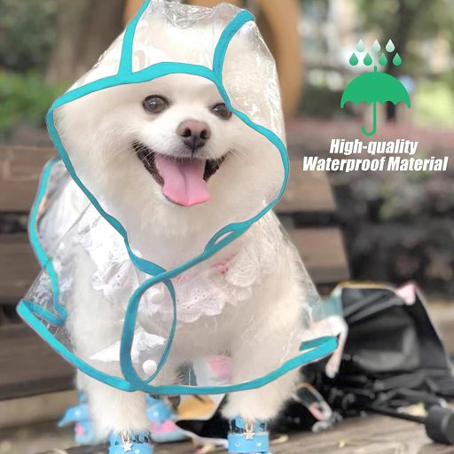 SSyang Vízálló Kutyaesőkabát Kapucnival, Közepes Méret, Kék Szélálló Poncsó