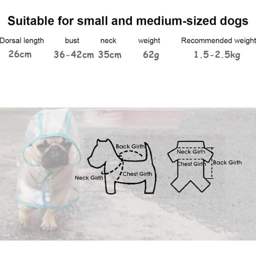 SSyang Vízálló Kutyaesőkabát Kapucnival, Közepes Méret, Szél- és Esővédelem