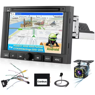   Autoradio Inefala 7" Android 15 pentru Peugeot 3008 5008 Partner Citroen Berlingo 2010-2016, GPS, WiFi, BT