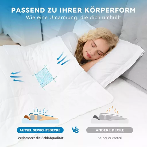 Autsel Súlyozott Takaró 9kg 155x220cm - 100% Pamut Nehéz Takaró Felnőtteknek, Stresszoldó Alvássegítő Relaxációs Paplan Üveggyöngyökkel, Hip