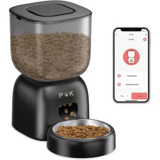   PUPPY KITTY Automata Macska Etető WiFi Applikációval, Rozsdamentes Acél Tállal, 10 Étkezés Naponta, Hangrögzítés, Dupla Tápellátás, 3L Kapac