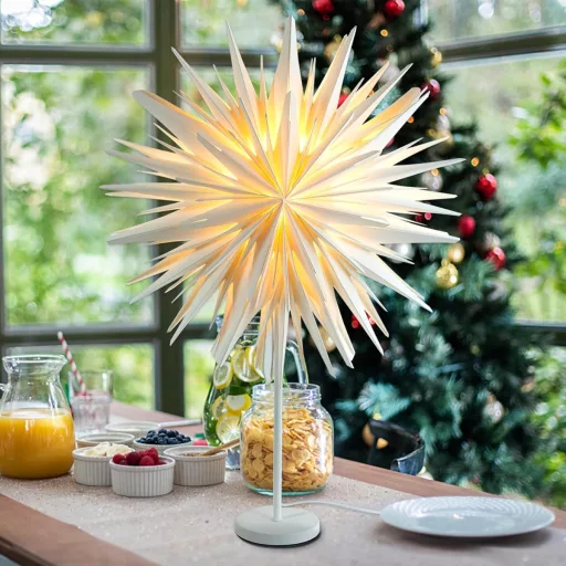 EANLOLY LED Lampă de masă Stea de Crăciun Decor Alb