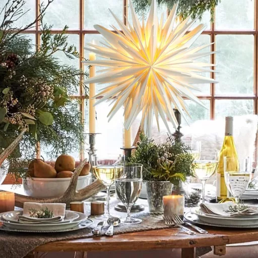 EANLOLY LED Lampă de masă Stea de Crăciun Decor Alb