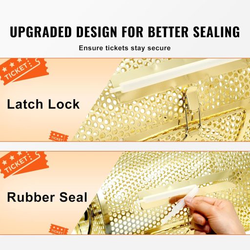 VEVOR Lottódoboz Forgó Fém Lottóketrec 3500 Golyó Kapacitás Arany