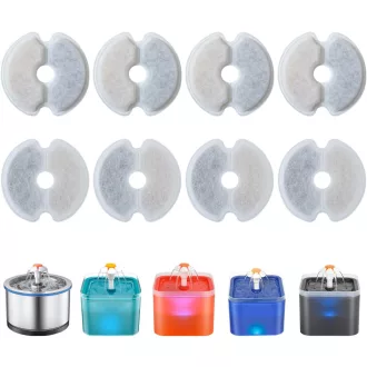   Zemiu macska ivófontána szűrő csomag 8db, háromszintű szűrés, 2L/2.5L