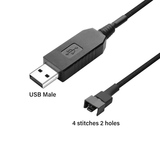 PNGKNYOCN USB-4Pin Ventilátor Adapter Kábel, Fonott PC Hűtőventilátor Tápkábel, 12V USB-PWM Átalakító, 0,5m, Laptop Kompatibilis