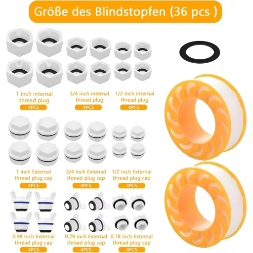 Dopuri de obturare Gyipe 36 buc. Dop robinet Filet BSP Cauciuc cu garnitură pentru mașină de spălat