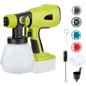   JOJOCY Akkus Festékszóró Ryobi 18V Akkuhoz, 1000ml Tartály, 4 Fúvóka, 3 Spray Minta