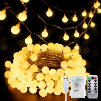  taiyongkang 6m 40 LED meleg fehér tündérfény, USB és elemmel működő, 8 üzemmód és időzítő, karácsony dekoráció