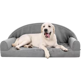   Ortopedický pelech pre psa OneTigris so strieškou 91x69 cm, z pamäťovej peny, prateľný, sivý