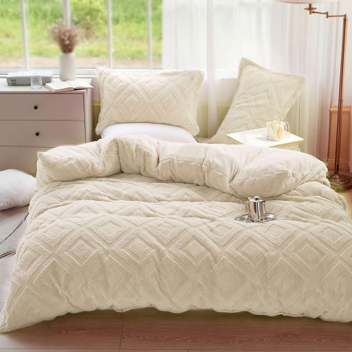 KEAYOO Plüss Párnahuzat 40x80 cm Puha Teddy Fleece Téli Meleg Bézs