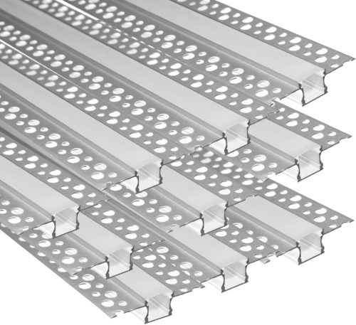 Bestto LED Gipszkarton Profil, 10x1m Alumínium Csatorna LED Szalagokhoz, Diffúzor Burkolattal, Falra és Mennyezetre, Hűtőbordás Védőprofil