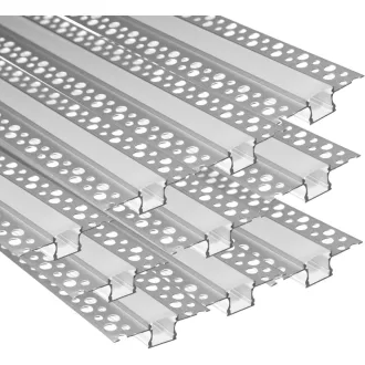   Bestto LED Gipszkarton Profil, 10x1m Alumínium Csatorna LED Szalagokhoz, Diffúzor Burkolattal, Falra és Mennyezetre, Hűtőbordás Védőprofil