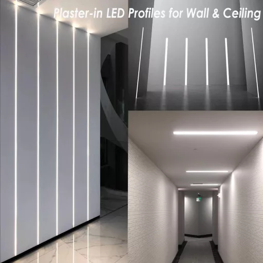 Bestto LED Gipszkarton Profil, 10x1m Alumínium Csatorna LED Szalagokhoz, Diffúzor Burkolattal, Falra és Mennyezetre, Hűtőbordás Védőprofil
